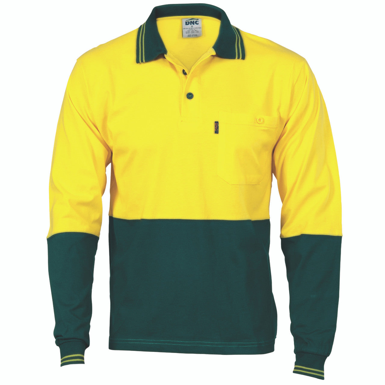 DNC HiVis Cool-Breeze Cotton Jersey Polo Shirt with Under Arm Cotton Mesh - L/S 3846